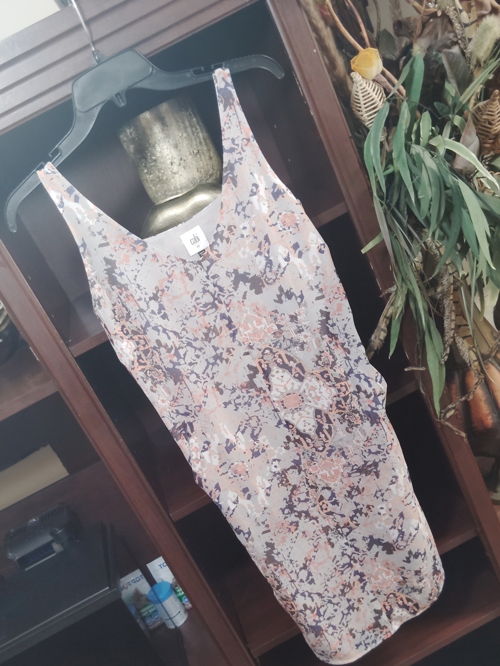 CAbi Floral Midi Sheath Dress - Pink & Gray